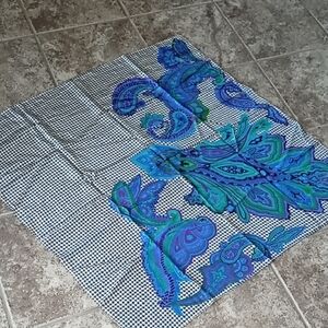 Liz Claiborne Blue and Green Paisley  Silky Scarf